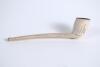 Cricket pipe. Early clay pipe with batsman stood at the wicket to one side and to the other aset of three stumps with a bat leaning against them. The pipe was made by William Luckett of Plumstead. With &lsquo;Luckett&rsquo; and &lsquo;Plumstead&rsquo; impressed to the stem of th - 2