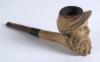 Meerschaum smoking pipe. Beautifully carved pipe with bearded head looking a lot like W.G. Grace but by the tilt of his cap could equally be a American civil war soldier. Silver band to stem. 5.5&rdquo; long. Good condition - 2