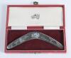 Frederick Sewards &lsquo;Fred&rsquo; Trueman. Yorkshire & England 1949-1968. &lsquo;M.C.C. tour of Australia 1962/63&rsquo;. Sterling silver boomerang presented to &lsquo;F.S. Trueman. M.C.C. tour of Australia 1962/63 by the New South Wales Cricket Association&rsquo;. The 5.25&rdquo; boomerang wi