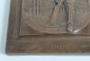 Cricket plaques. Three early 20th century hanging wall plaques. One is a rectangular weighty lead alloy plaque with bronze finish in relief of a cricketer in batting stance at the wicket. Maker&rsquo;s marks and date stamps to front, &lsquo;Copyright C.B. & S.&rsquo;, &lsquo;R.S - 2