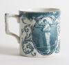 England v Australia 1905. Victor Thomas Trumper. New South Wales & Australia 1894-1914 and Archibald Campbell MacLaren. Lancashire & England 1890-1923. Scarce Staffordshire mug, printed in dark turquoise, with figures of Trumper and MacLaren in batting po - 2