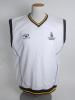 Cornwall white 1st XI sleeveless fleece overtop/sweater with trimming to collar, waist and cuffs in county colours, Cornwall emblem and sponsors logo &lsquo;agame&rsquo; to chest. Size &lsquo;Large&rsquo;. Player unknown. Good condition