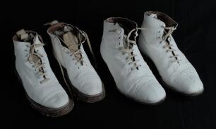 Cricket Boots used in the 1880&rsquo;s. Canvas boots were the first traditional cricket boots to manufactured in the 1880&rsquo;s. Most first class cricketers up until that point wore brown shoes or boots. These boots have a bonded surface of jute rope material, as u