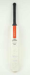 England v West Indies 1984. Gray-Nicolls GN500 cricket bat signed to face by the England and West Indies team who played at Lord&rsquo;s in the second Test. Twenty one signatures including Gower, Willis, Pringle, Downton, Broad, Lamb, Fowler, Llloyd, Richards, 
