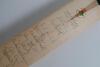 Lancashire C.C.C. 1999. Full size cricket bat signed to face by twenty members of the Lancashire playing staff. Signatures include Crawley, Atherton, Fairbrother, Watkinson, Muralitharan, Hegg, Martin, Schofield, Yates, Ridgway, Flintoff etc. Good conditi