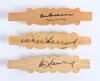 Australian Captains. Three split varnished cricket &lsquo;half&rsquo; bails signed individually in black pen by Don Bradman, Richie Benaud and Bill Lawry. Very good condition.