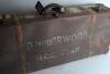 Derek Leslie Underwood. Kent & England 1963-1987. Two cricket coffins, one in brown decorated in M.C.C./ England colours with &lsquo;D. Underwood M.C.C. Team&rsquo; stencilled to lid. Luggage identity tag attached to handle with Underwood&rsquo;s name &lsquo;c/o International Wa - 2