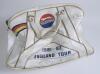 Derek Leslie Underwood. Kent & England 1963-1987. Two cricket coffins, one in brown decorated in M.C.C./ England colours with &lsquo;D. Underwood M.C.C. Team&rsquo; stencilled to lid. Luggage identity tag attached to handle with Underwood&rsquo;s name &lsquo;c/o International Wa - 7