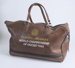 Wasim Raja. Pakistan 1972-1985. Original tour holdall used by Wasim Raja for the &lsquo;Benson & Hedges World Championship of Cricket 1985&rsquo; one-day international tournament held to commemorate the 150th anniversary of European settlement in Victoria, Australia.