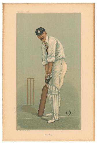 &lsquo;Captain Edward George Wynyard, Hampshire & England 1894-1912. Signed Vanity Fair colour chromolithograph of Wynyard. &lsquo;Hampshire&rsquo;. August 25th 1898 by CG. Nicely signed by Wynyard in black ink to lower border. The signature has slight fading and the print
