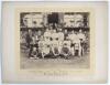 &lsquo;Mr. John Gilbert&rsquo;s Team&rsquo; and &lsquo;Rev. W. Summers&rsquo; Team&rsquo; 1886. Two early original sepia photographs of each team seated and standing in rows wearing cricket attire in front of the pavilion at Sheffield Park, for a match played 13th September 1886. The photog