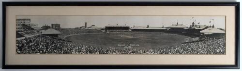 Bodyline. &lsquo;England v Australia. 1st Test Sydney 1932-3&rsquo;. Original mono panoramic photograph depicting the match in progress with huge crowds looking on from packed stands. Originally from the collection of Hedley Verity (Yorkshire & England 1930-1939) wit