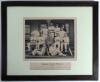 Derbyshire C.C.C. 1894. Early original sepia photograph of the Derbyshire team seated and standing in rows wearing cricket attire on the steps of the pavilion. Printed title and players&rsquo; names below. Players are Evershed (Captain), Marsden, Walker, Wright