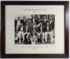 &lsquo;Derbyshire Cricket Club 1933&rsquo;. Large original mono photograph of the Derbyshire team seated and standing in rows wearing cricket attire and blazers. The photograph measures approx. 15&rdquo;x11.5&rdquo;, mounted, framed and glazed with handprinted title and players&rsquo;