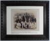&lsquo;Hampshire County Eleven 1896&rsquo;. Large early original sepia photograph of the Hampshire team seated and standing in rows wearing cricket attire, caps and blazers. Players are E.G. Wynyard (Captain), Steele, Lacey, Quinton, Robson, Webb, Baldwin, Ward, Quin