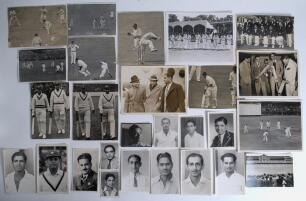 India tour to England 1946. A good selection of approx. forty original mono press photographs, plus the odd copy and printed photograph. Subjects include player portraits of Nawab of Pataudi (Captain), Gul Mohammad, Nimbalkar, Sarwate, Hazare, Modi, Shind