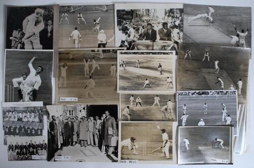 Overseas tours 1953-1988. A good selection of thirty eight original mono press photographs, including the odd postcard and copy photograph, of team photographs, match action, crowd scenes etc. Tours are New Zealand in South Africa & Australia 1953/54 (Qty