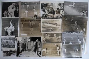 Overseas tours 1953-1988. A good selection of thirty eight original mono press photographs, including the odd postcard and copy photograph, of team photographs, match action, crowd scenes etc. Tours are New Zealand in South Africa & Australia 1953/54 (Qty