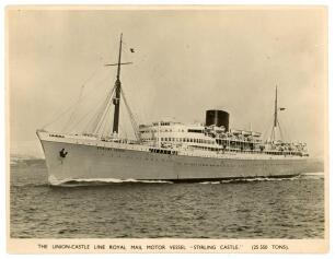 M.C.C. tour to Australia 1946/47. Official Union-Castle Line R.M.V. &lsquo;Stirling Castle&rsquo; photograph of the ship that took the M.C.C. to Australia for the 1946/47 tour. Signed to the verso in ink by all seventeen playing members of the touring party. Signatur