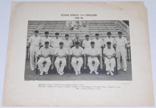 South Africa 1940s-1960s. Four large official team photographs, each laid to photographer&rsquo;s mount with printed titles and players&rsquo; names to mount borders. Three are &lsquo;South Africa versus England 1948-49&rsquo;, &lsquo;South Africa versus Australia 1949/50&rsquo;, and &lsquo;South