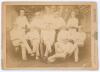 Harrow XI 1884. Early original sepia cabinet card photograph of the Harrow team seated and standing in rows wearing cricket attire and caps. Players&rsquo; names neatly annotated in black ink to verso. Players featured who went on to play first-class cricket ar