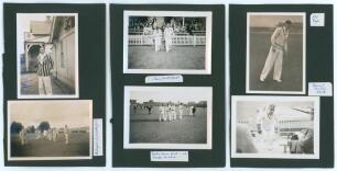 Derbyshire C.C.C. c.1935. Six original mono candid photographs of Derbyshire players entering and leaving the field of play, walking out to bat etc. Players featured include Stan Worthington, Dennis Smith, Harry and Charlie Elliott, Tommy Mitchell, Alf Po