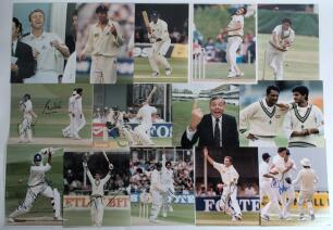 England v India 1996. A good selection of thirty original colour press photographs from the 1996 Test and one day international series in England, depicting match action, celebrations, practice sessions etc. Includes seven signed by the featured player(s)