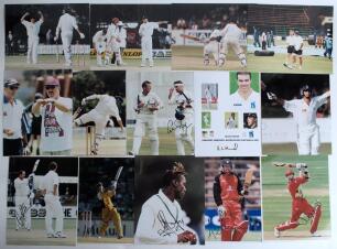England tour to Zimbabwe 1996/97. Thirty original colour press photographs (one printed) depicting match action, practice sessions etc. from the Test and one day international series in Zimbabwe. Includes seven signed by the featured player. Signatures in