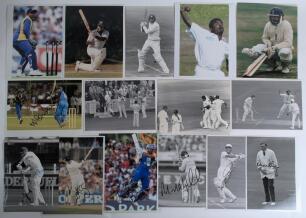 England v Sri Lanka 1984 onwards. Twenty eight original colour and mono press photographs depicting match action from Test and one day international series in England (one in Australia). Includes eight signed by the featured player. Signatures are Kumar S