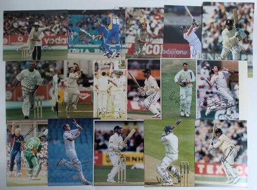 England signed photographs 1990s onwards. Twenty original colour press photographs depicting match action, each signed by the featured England player. Signatures are Andrew Flintoff, Stuart Broad, Graham Thorpe, Nick Knight, Graeme Hick, Mark Butcher, Ala