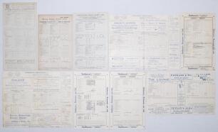 Yorkshire C.C.C. 1911-1939. Fourteen scorecards, the majority for County matches, all with incomplete and/ or handwritten scores unless stated, except one, a commemorative silk. Matches are v. Essex, Leyton 1911, v. Rest of England (Champion County Match)