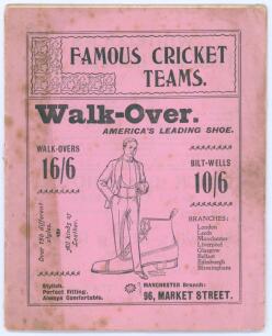 &lsquo;Famous Cricket Teams&rsquo;. R. Scott & Co., Manchester 1904. 16pp booklet, appears to be the fifth in a known series of seven produced 1899-1907, this issue comprising ten pages of photographs of teams, statistics of the England tour to Australia 1903/04 and 