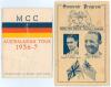 M.C.C. tour of Australia 1936/37. Official Orient Line &lsquo;S.S. Orion&rsquo; brochure for the &lsquo;M.C.C. Australasian Tour 1936-7&rsquo;. Decorative colour card front cover with M.C.C. colours. Team detail, itinerary, player profile and pen pictures etc. to inside pages. S