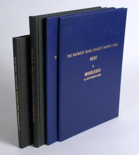English domestic cricket Cup Final programmes 1972-1984. Four volumes of bound official programmes for Finals played at Lord&rsquo;s, all bound or tipped in with original wrappers retained. Includes two volumes of Benson & Hedges Cup Finals, one for seasons 197