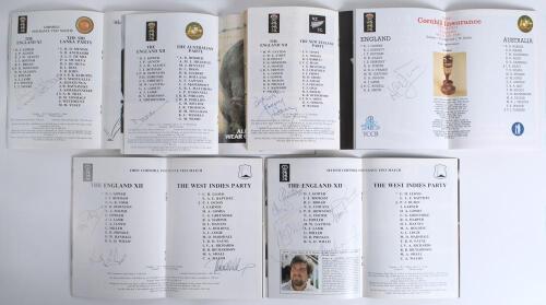 England signed programmes 1984-2007. Eight official programmes for England home Test and one day internationals. England v West Indies, 1st Test, Edgbaston 1984 signed by Andy Lloyd, Derek Pringle (England) and Michael Holding (West Indies). 2nd Test, Lor
