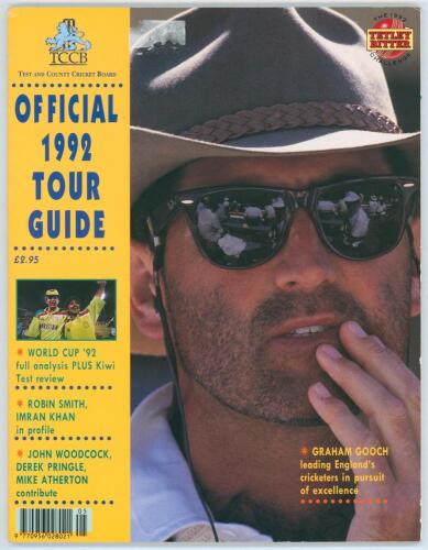 Pakistan tour to England 1992. Official T.C.C.B. tour guide signed to the player profile pages by sixteen members of the Pakistan touring party. Signatures include Javed Miandad, Aamir Sohail, Aaqib Javed, Ijaz Ahmed, Inzamam-ul-Haq, Moin Khan, Mushtaq Ah
