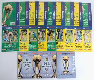 Cricket World Cup. England 1999. Full set of twenty one official programmes for the tournament held in England in 1999. Includes nine Group Match programmes, nine &lsquo;Super Six&rsquo; matches, the two semi-finals, Pakistan v New Zealand, Old Trafford 16th June, an
