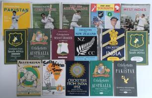 Cricket tour brochures 1938-1966. A good selection of official tour brochures for tours to England. Includes Australia 1938 and South Africa 1947, both edited by A.W. Simpson. Playfair brochures for India 1952, Australia 1953, both edited by Peter West, P