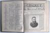 &lsquo;Cricket: A Weekly Record of the Game&rsquo;. Volume III nos. 50-79 (31st January to 25th December 1884). Illustrated. Bound in later full green leather, gilt title to spine, red speckled page edges, complete with title and contents pages to front, lacking orig