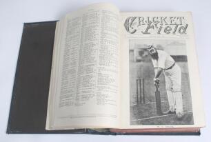 &lsquo;The Cricket Field: An Illustrated Record and Review&rsquo; 1892 & 1893. Two complete runs of the first two volumes of the magazine issued, bound together as one in dark blue/ green cloth, gilt title to spine (faded) and red page edges, lacking original wrapper