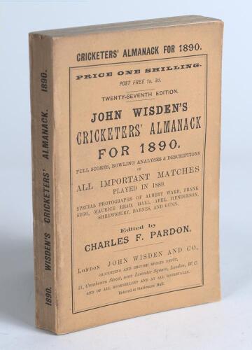 Wisden Cricketers&rsquo; Almanack 1890. 27th edition. Original paper wrappers. Very minor bowing to spine otherwise in very good condition
