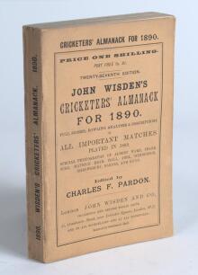 Wisden Cricketers&rsquo; Almanack 1890. 27th edition. Original paper wrappers. Very minor bowing to spine otherwise in very good condition