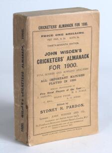 Wisden Cricketers&rsquo; Almanack 1900. 37th edition. Original paper wrappers. Some wear to spine with very slight loss to the spine paper, some very minor breaking to page block otherwise in good/very good condition
