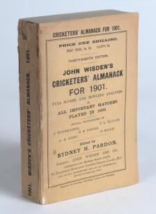Wisden Cricketers&rsquo; Almanack 1901. 38th edition. Original paper wrappers. Some wear to the spine paper with slight loss, very small loss to the left hand bottom corner of the front wrapper, slight discolouration to spine paper otherwise in very good condi