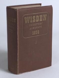 Wisden Cricketers&rsquo; Almanack 1938. 75th edition. Original hardback. General wear and minor marks to boards, slight dulling to gilt titles otherwise in good+ condition
