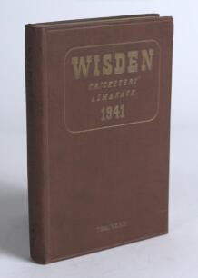 Wisden Cricketers&rsquo; Almanack 1941. 78th edition. Original hardback. Only 800 hardback copies were printed in this war year. Dulling to gilt titles on the front board, dulled titles to spine paper, very slight wear to front internal hinge otherwise in+ good