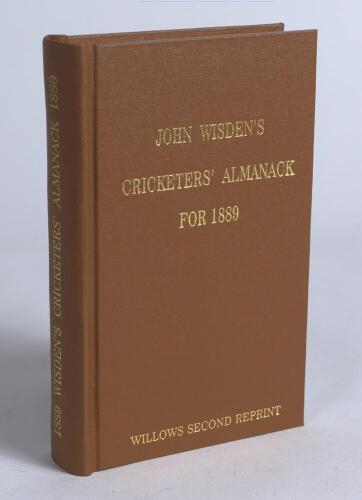 Wisden Cricketers&rsquo; Almanack 1889. Willows &lsquo;second&rsquo; softback reprint (2005) in light brown hardback covers with gilt lettering. Limited edition 102/250.Very good condition