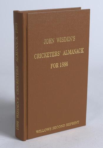 Wisden Cricketers&rsquo; Almanack 1886. Willows &lsquo;second&rsquo; softback reprint (2005) in light brown hardback covers with gilt lettering. Limited edition 37/250. Good/very good condition