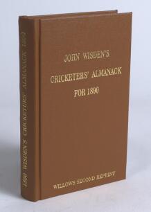 Wisden Cricketers&rsquo; Almanack 1890. Willows &lsquo;second&rsquo; softback reprint (2007) in light brown hardback covers with gilt lettering. Limited edition 66/250. Very good condition