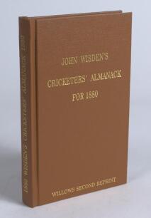 Wisden Cricketers&rsquo; Almanack 1880. Willows &lsquo;second&rsquo; softback reprint (2004) in light brown hardback covers with gilt lettering. Limited edition 202/250. Good/very good condition